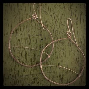 Sterling half-moon drop hoop earrings